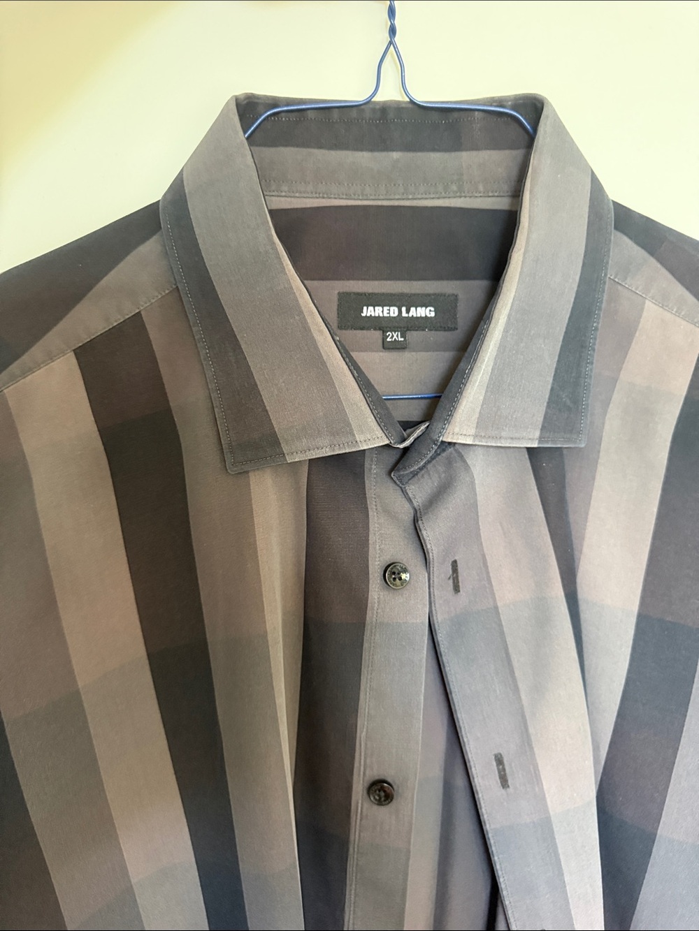 Jared Lang Men's Vertical Wide-Stripe Dress Shirt in Gray and Black
